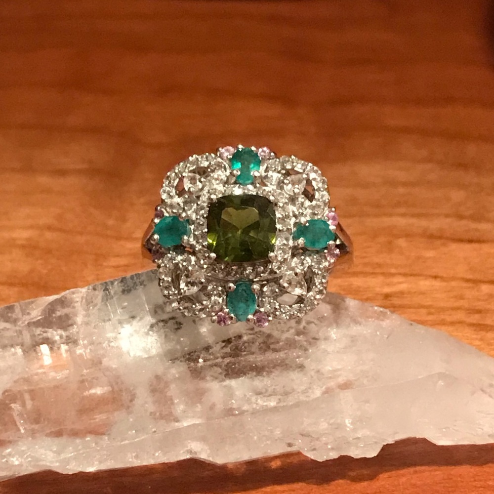 SOLD - Vesuvianite, Emeralds, WhiteTopaz